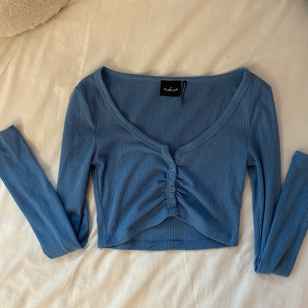 Out From Under for Urban Outfitters - blue long sleeve crop top. Lightly used!